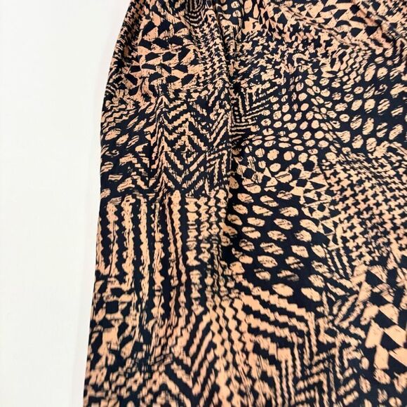 Ryu Dress Womens Small Black & Cream Geometric Ruffled Sleeveless A-Line Night O - Picture 10 of 11